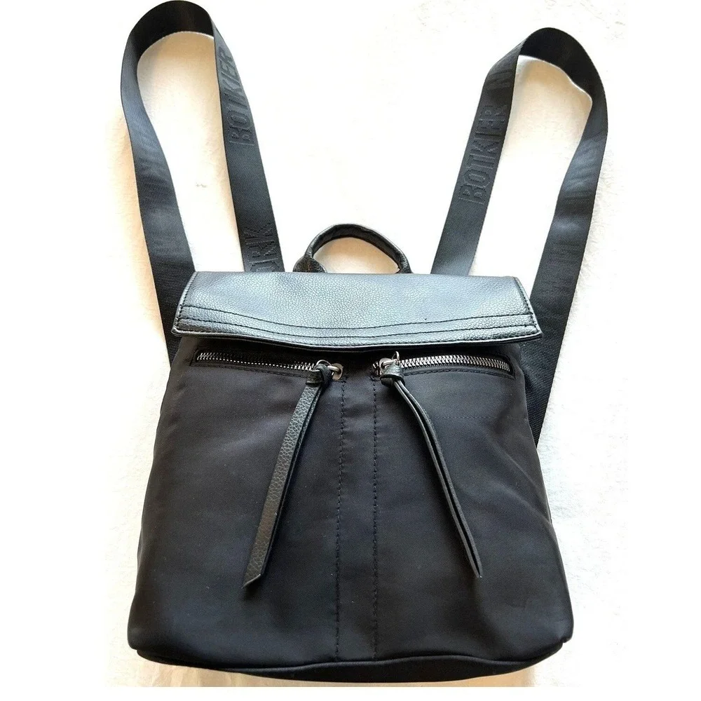 Botkier Women's Black Nylon Mini Backpack Flap Top‎ Travel Casual Bag